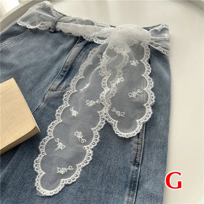 Sweet Lace Elastic Bow Tie Bohemian Waist Chain Belt for Women Fashion Sweater Chain Waist Seal Body Decor Accessories - Styl