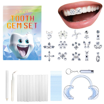 DIY Teeth Gems Kit With Glues And Light Teeth Anti-drop Clear Precious Stone Jewelry Decoration Glittering Tooth Jewelry Kit 