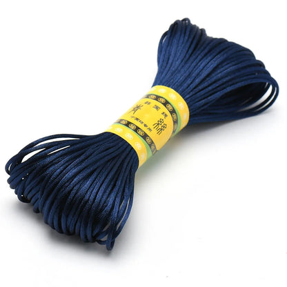 20M 1.5mm Satin Nylon Trim Cord, Rattail Cord Chinese Knot - Ink Blue