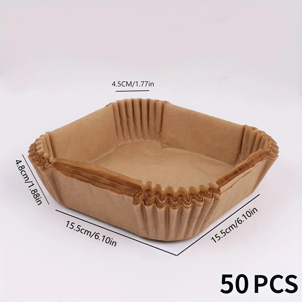 50 Packs of Non Stick Paper Lined with Air Fryer for Baking and Microwave Ovens Easy To Clean and Separate for Healthier Cook
