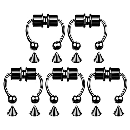 5pcs Stainless Steel Magnet Fake Nose Ring Hoop Fake Piercing Hoop Septum Rings For Women Fashion Gothic Rock Body Jewelry Gi