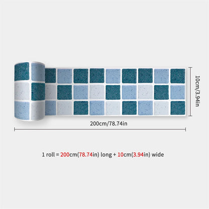 Mosaic Bathroom Waist Line Wall Stickers Waterproof Peel & Stick Art Backsplash Kitchen Office Skirting Line Decor Wallpaper 