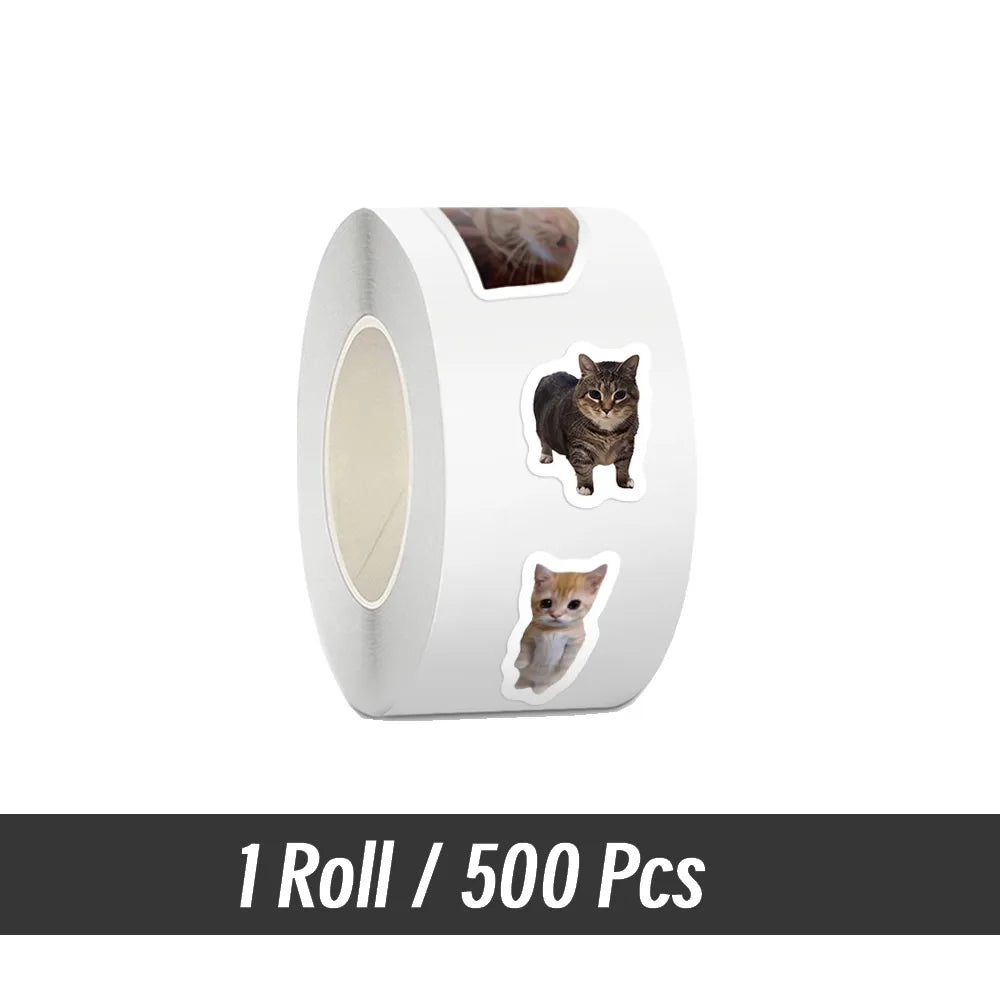 500pcs/roll Cartoon Meme Cat Stickers For School Reward Stickers Classroom Decoration Encouragement Sticker For Student Teach