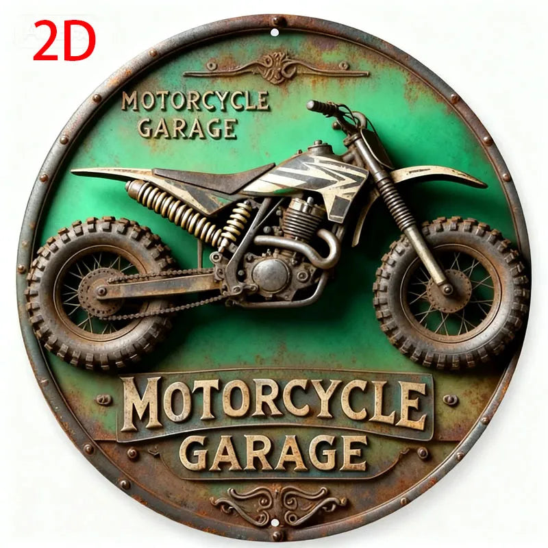 2D Vintage Round Aluminum Sign - Retro Metal Tin Sign - Motorcycle Rustic Metal Wall Art ,Room Decor Gift For Motorcycle