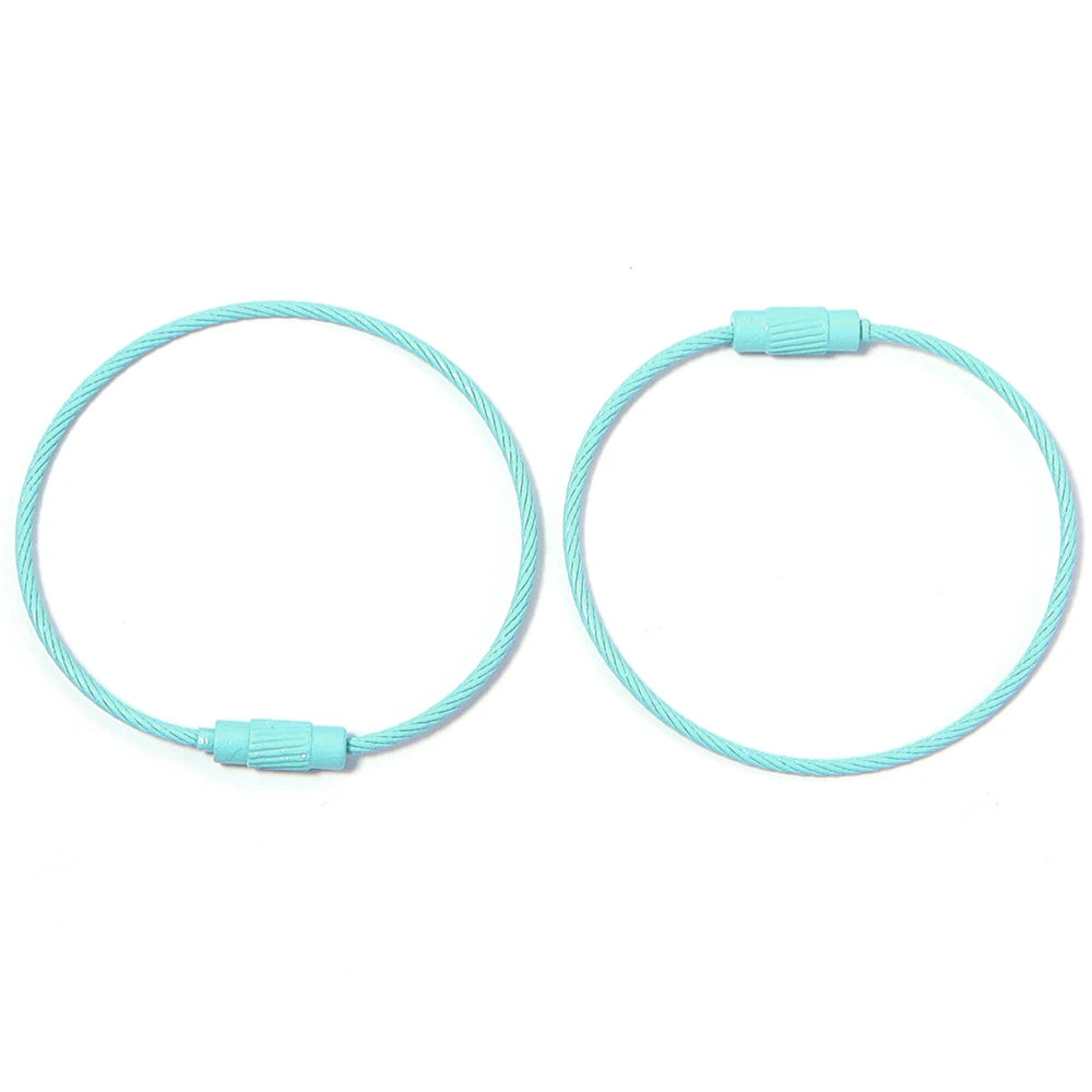 10pcs/lot Stainless Steel Wire Keychains Colorful Round Cable Loop Screw Lock Rope Rings For DIY Keyrings Key Chains Accessor