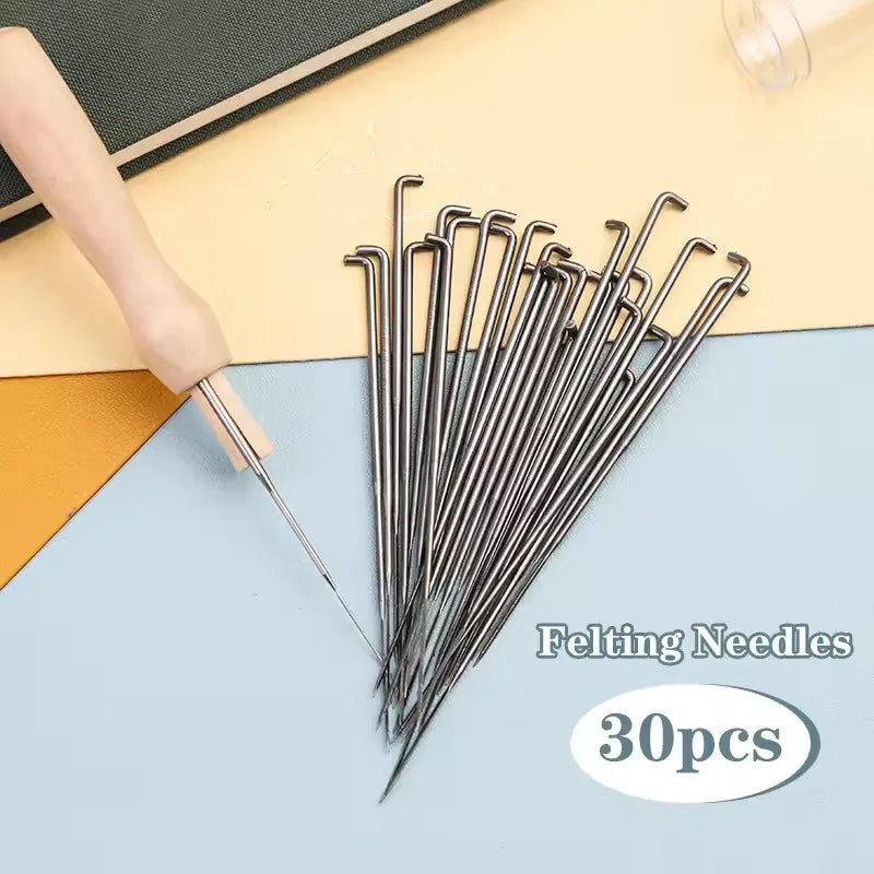 Wool Felting Needles Set For Wool Felting Craftwork DIY Craft Tools With Solid Wood Handle Felting Tool With Needl