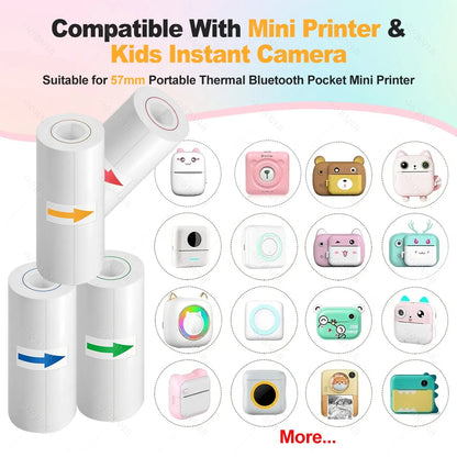 Thermal Printer Papers 57mm Color Papers for Camera Instant Print Kids Camera Printing Inkless Mini Portable Photo Printer