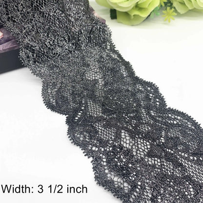 6y/lot Width 2-3 1/2 inch 4 Colors Glitter Stretch Lace Trim Foil For Clothing Accessories Dress Sewing Applique Costume Fabr