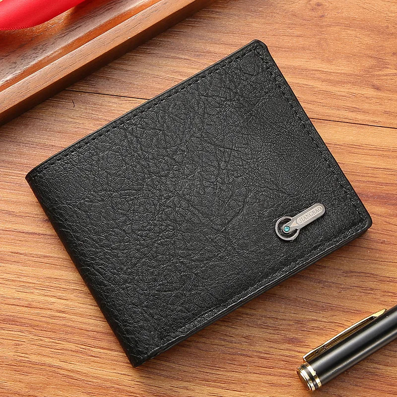 Men Short Bifold Faux Leather Masculina Billetera Credit ID Card Holder Wallet Billfold Purse Clutch Solid Hombre Business Sl