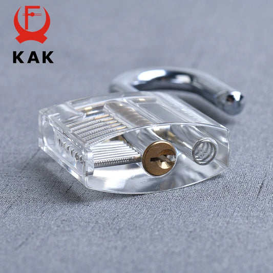 KAK Transparent Practice Padlock with Keys 80x50mm DIY Visible Lock Pick Tools Cutaway Practice Padlock Training Locksmith To