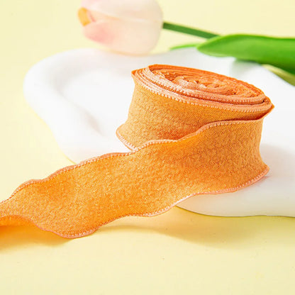 10Yards/Roll Fishtail Yarn Pleated Chiffon Ribbon Wavy Edged Ribbon For DIY Craft Bouquet Gift Wrapping Wedding Party Decorat