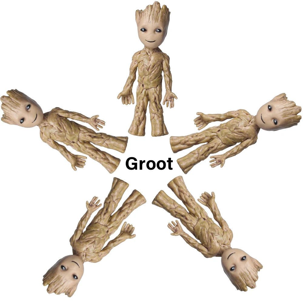 Desktop Decor Mini Anime Figurine Tree Man Miniature Model Cute Groot Doll Toy Home Accessories Ornament Handicraft Gifts