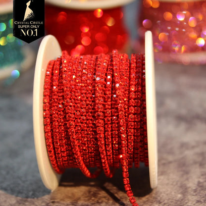 Rhinestones Chain Roll Tassel 1/10Yard Crystal Ribbon Strass Banding Sew On Gold Rhinestone Trim Strip Cup Chains For Needlew