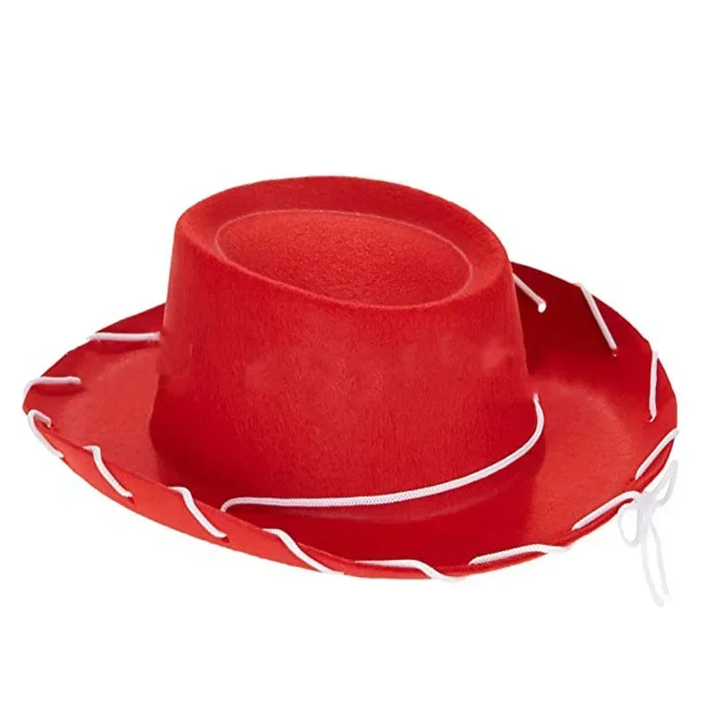1PC Children's Cowboy Hat Halloween Carnival Party COSPLAY Stereotypes Hat Men's Large Brim Decorative Bowler Hat - red