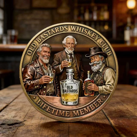 Old Bastards Whiskey Club Golden Plated 3D Carved Collectible Coin Unique Gift Item