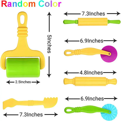 Clay and Dough Modelling Tools Kit Rollers Molds Cutters Plastic Assorted Designs Play Dough Extruders Tools Toy Set - 6pcs r