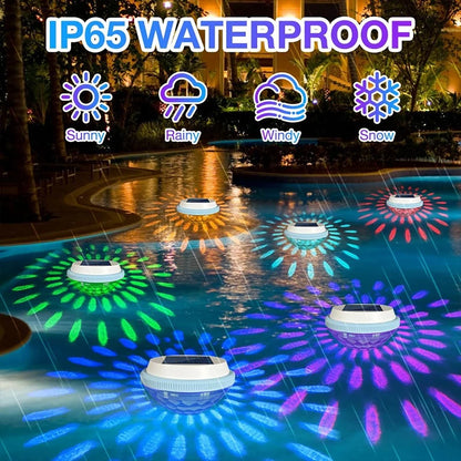 1-2Pack Solar Floating Pool Lighting, RGB Colour Changing Waterproof Pond Lights for Decoration of Swimming Pools, Yard Roads