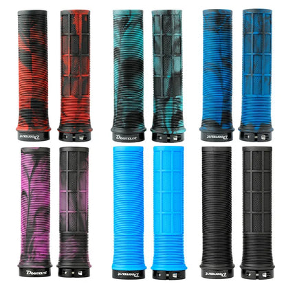 TPR Bicycle Grips Integrated Bike Handlebar Grips Aluminum Alloy Lock On Bicycle Handles Non-slip MTB Cuffs Mountain Bike Par