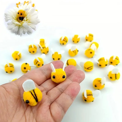 20pcs Cute Mini Bee Pom Pom Decorations for Crafts, Party Favors, Flower Arrangements & DIY Projects