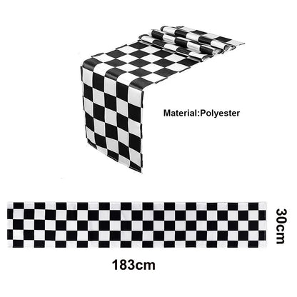 Racing Car Theme 3-Tier Round Cardboard Cupcake Stand Cars Birthday Party Tablecloth Black and White Checkered Decor Supplies