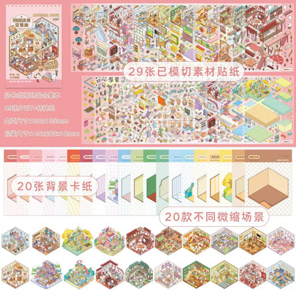 40Pcs 20in1 3D Landscape Stickers Collection Book Album Cartoon Scene DIY Toy Game Festival Birthday Gift for Kid Girl Child