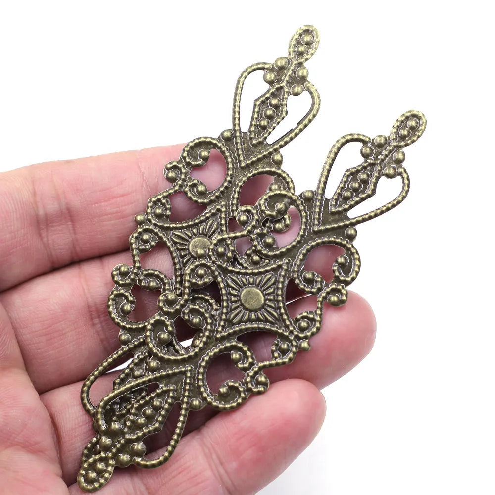 Pendants Wraps Metal Crafts Connectors Rose Flower Filigree Flower For Embellishments Scrapbooking Jewelry DIY Accessories - 