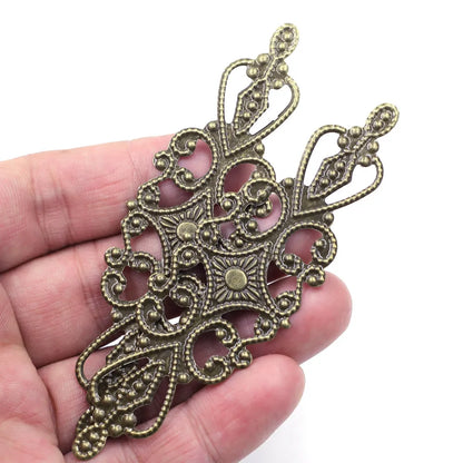 Pendants Wraps Metal Crafts Connectors Rose Flower Filigree Flower For Embellishments Scrapbooking Jewelry DIY Accessories - 