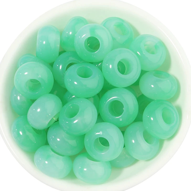 50pcs/lot Colorful Round Acrylic Beads Big Hole Loose Spacer Beads For Jewelry Making DIY Necklaces Bracelets Accessories - g
