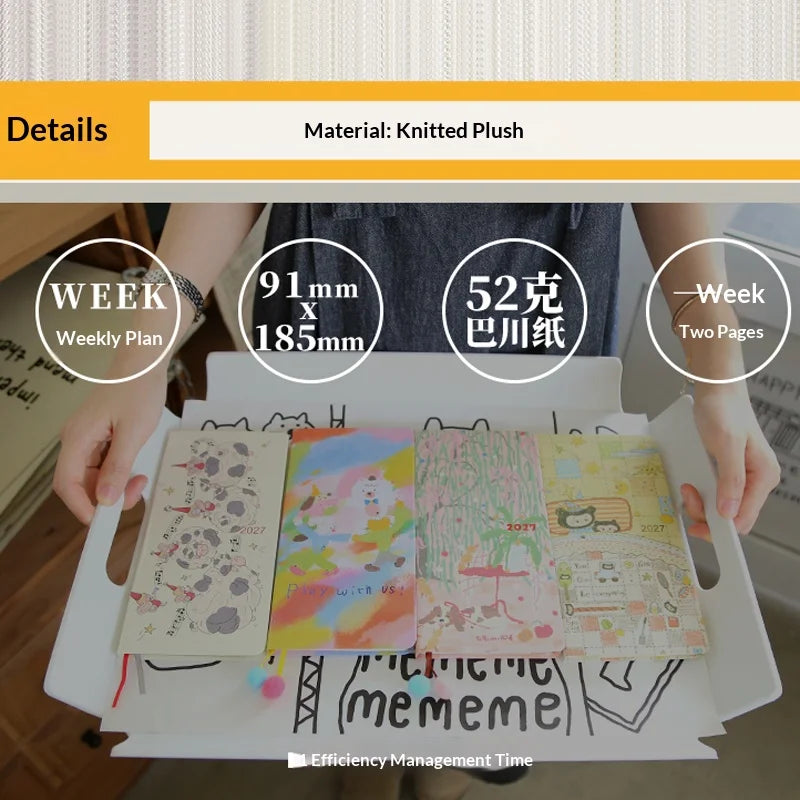 Kinbor 2027 Weekly Planner Pocket Size Notebook Week Plan Notepad Schedule Planning Book Punch Efficiency Manual Daily Writin