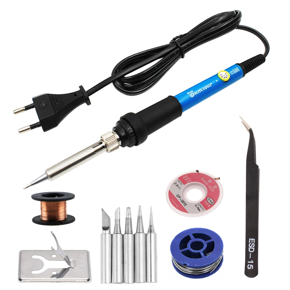 60W/80W Electric Soldering Iron Adjustable Temperature Digital Display Electronic Welding Repair Tools With Solder Tin Iron T