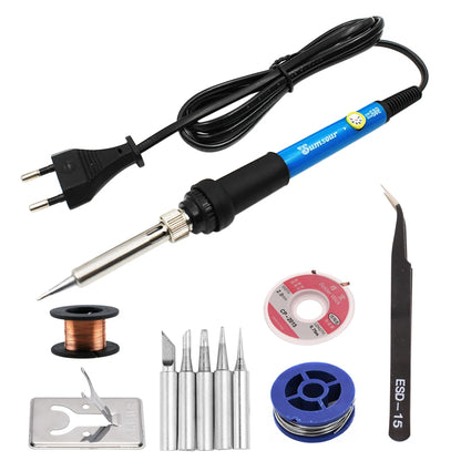 60W/80W Electric Soldering Iron Adjustable Temperature Digital Display Electronic Welding Repair Tools With Solder Tin Iron T