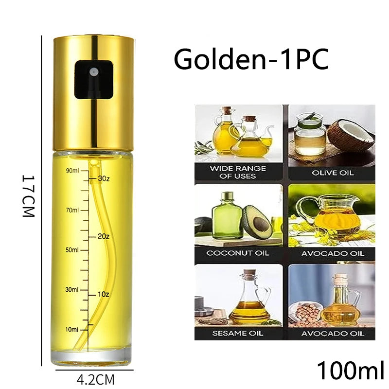 Glass Oil Sprayer for Cooking Olive Spray Mister for Salad BBQ Kitchen Baking Empty Vinegar Bottle - Golden-1PC