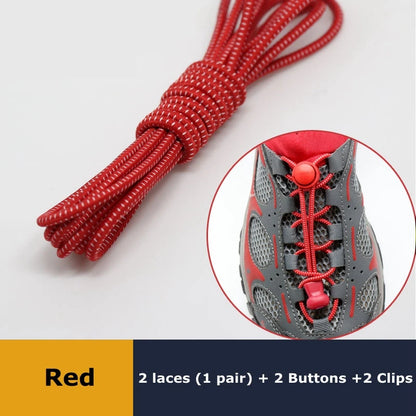 1Pair Shoelaces for Sneaker Elastic No Tie Shoe Laces Stretching Lock Lazy Laces Quick Rubber Shoelace Round Shoestrings - Re