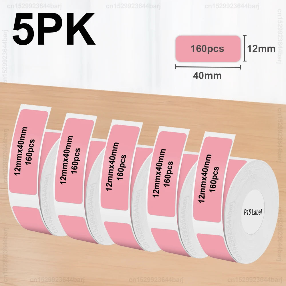 2/5/10Rolls P15 Thermal Label Sticker for Phomemo D30 Q30 Marklife P15 P12 DELI Q2 Label Maker White 12x40mm 15x30mm Label Ta