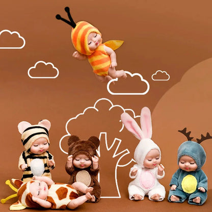 6Pcs Reborn Doll Kit Toy Simulation Princess Dolls Toy Mini Cute Sleeping Baby with Clothes Accessories Birthday Gift for Kid