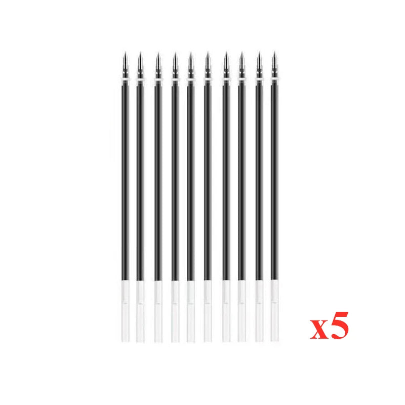 3 Gel Pens + 20 Refills Set 0.5mm Black Blue Red Ink Journal Writing School Supplies Stationery - Black-50xRefills