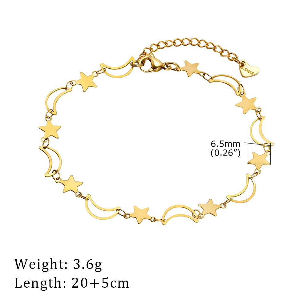 2024 Summer New Gold Color Anklets For Women Stainless Steel Firga Chain Feet Jewelry Layered Link Chain Accessory - Anklet 1