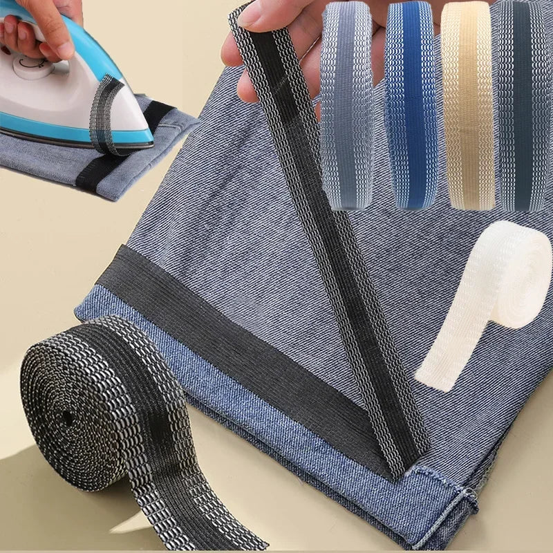 1/2/3/5M Pants Edge Shorten Self-Adhesive Pant Mouth Paste Iron-on Hem Tape Pants Fabric Fusing Hemming Tape Ironing Sewing T