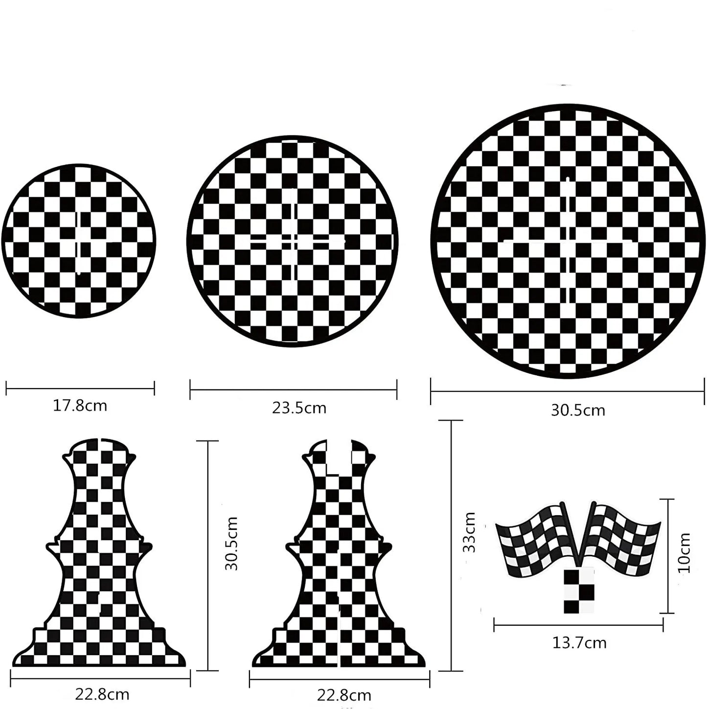 Racing Car Theme 3-Tier Round Cardboard Cupcake Stand Cars Birthday Party Tablecloth Black and White Checkered Decor Supplies