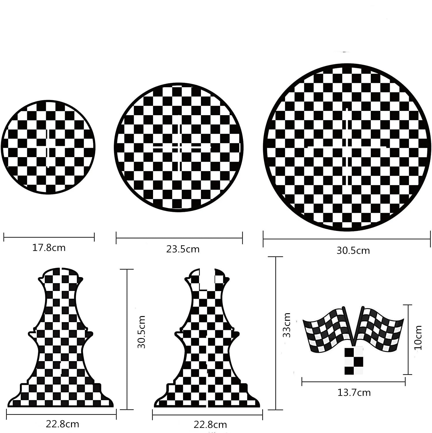 Racing Car Theme 3-Tier Round Cardboard Cupcake Stand Cars Birthday Party Tablecloth Black and White Checkered Decor Supplies