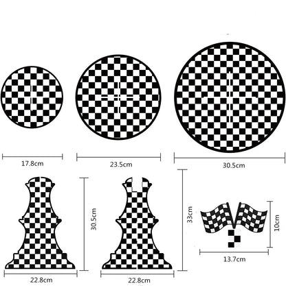 Racing Car Theme 3-Tier Round Cardboard Cupcake Stand Cars Birthday Party Tablecloth Black and White Checkered Decor Supplies