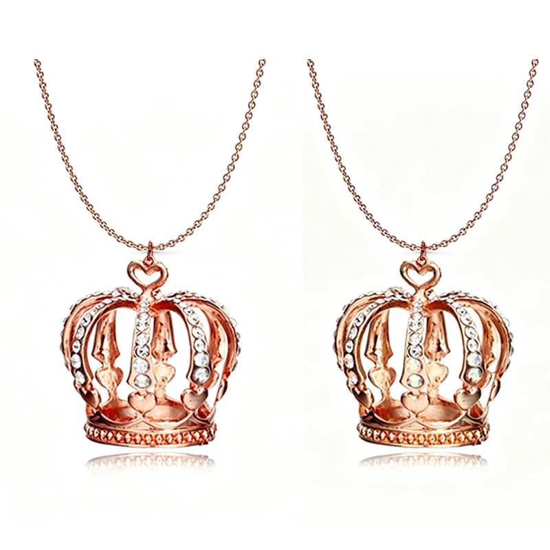 Elegant Crown Pendant Necklace Large Clavicle Chain Sweater Chain Fashion Jewelry Accessory Multiple Colors for Women Girls G