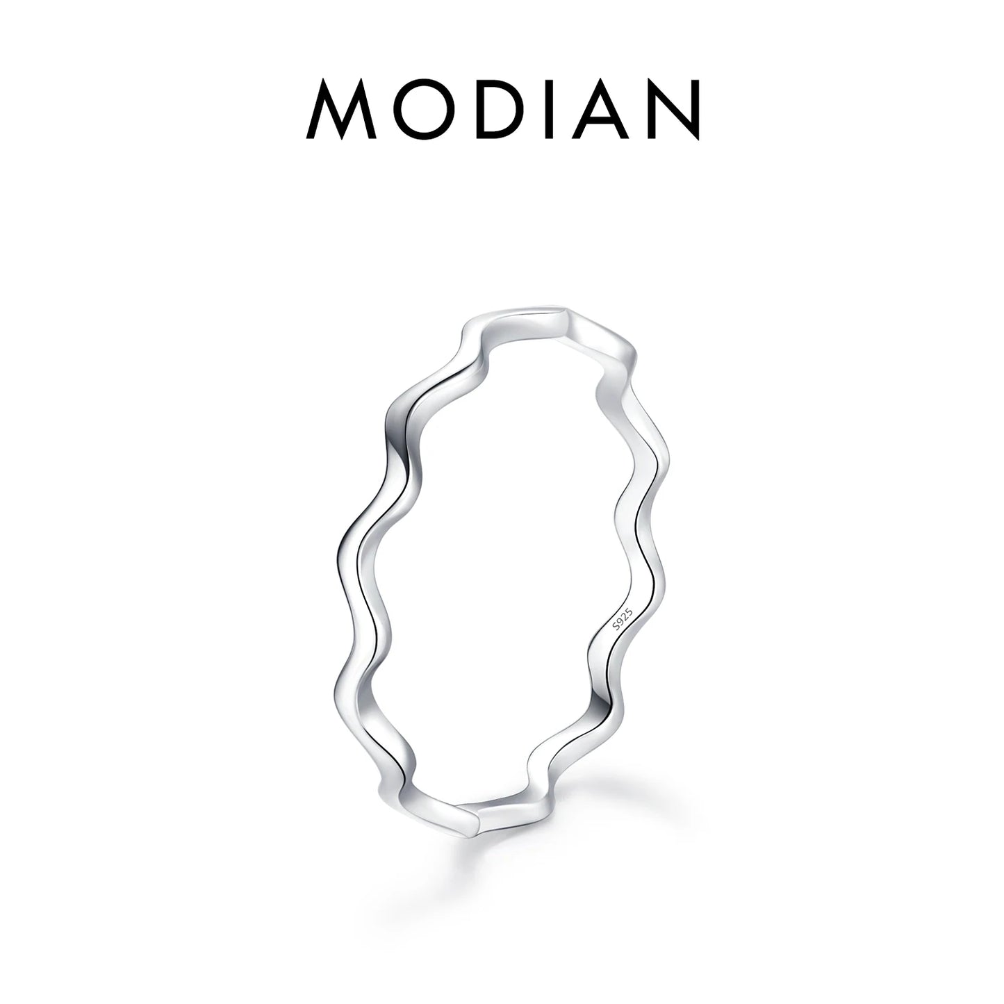 MODIAN 925 Sterling Silver Simple Fashion Stackable Ring Classic Wave Geometric Exquisite Finger Rings For Women Party Jewelr