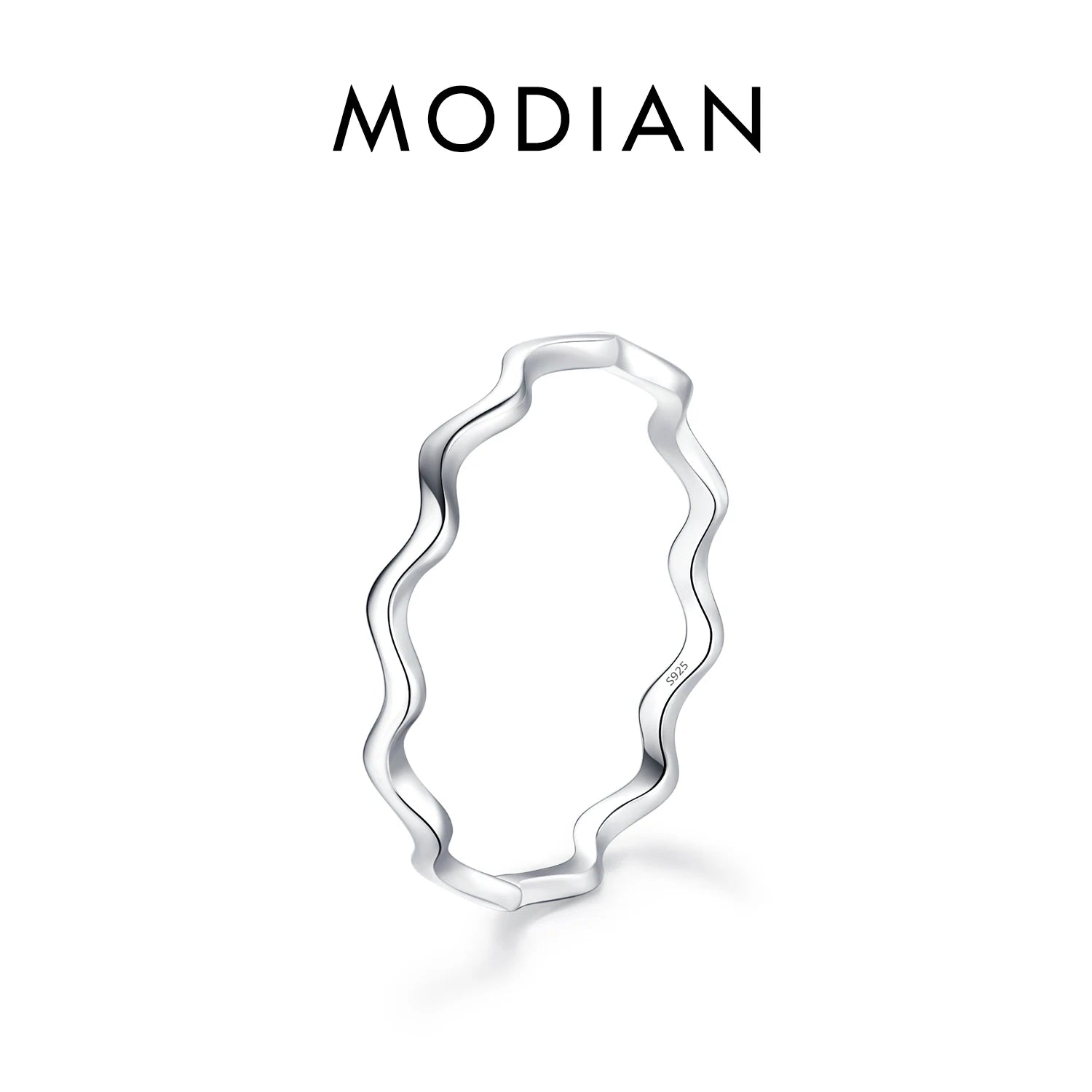 MODIAN 925 Sterling Silver Simple Fashion Stackable Ring Classic Wave Geometric Exquisite Finger Rings For Women Party Jewelr
