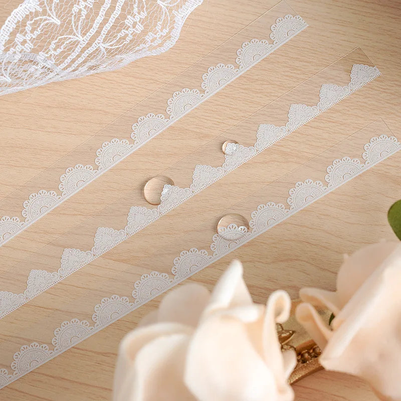 Journamm 30pcs/pack PET Lace Style Decor Stickers Collage Junk Journal DIY Scrapbooking Self Adhesive Creative Craft Stickers
