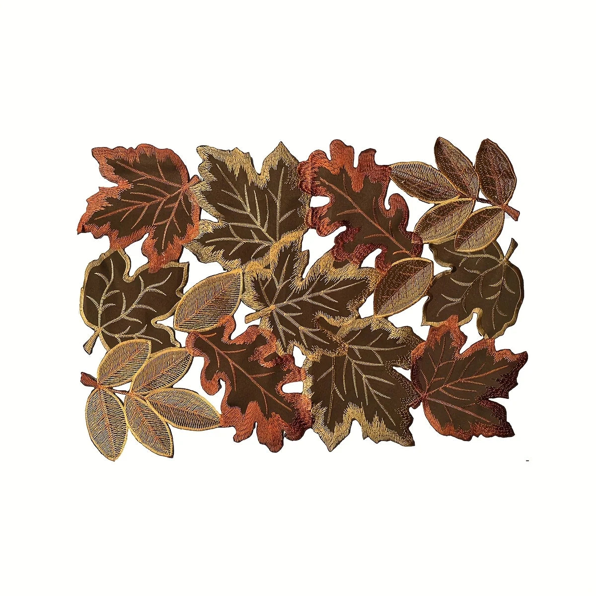 1pc Autumn Maple Leaf Embroidered Table Runner, Flocked Brown Maple Design, Rustic Farmhouse Thanksgiving Harves - 28X43cm