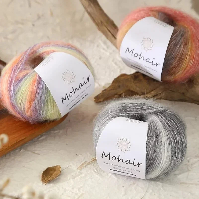 Crochet Yarn, Gradient Mohair Soft Cotton Yarn, DIY Knitting Yarn for Baby Sweater, Baby Hat, Cozy Scarf Projects