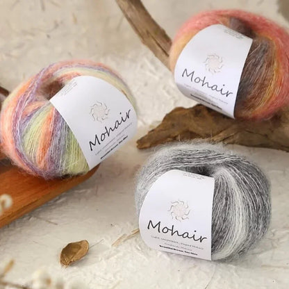 Crochet Yarn, Gradient Mohair Soft Cotton Yarn, DIY Knitting Yarn for Baby Sweater, Baby Hat, Cozy Scarf Projects