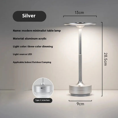 Wireless Simple Decorative Table Lamp Infinitely Dimmable Atmosphere Classic Retro Portable Rechargeable Touch Desk Lamp - Si