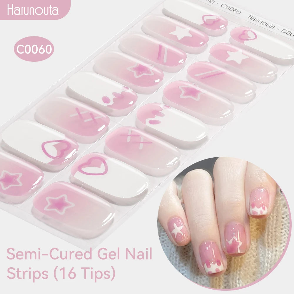 Gradient Auroras Semi Cured Gel Nail Strips Sparkly Shinning DIY Gel Polish Stickers for Nails Works with UV/LED Nail Lamps -